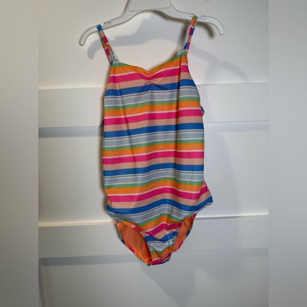 Breaking Waves Colorful Striped Kids Swimsuit size 16